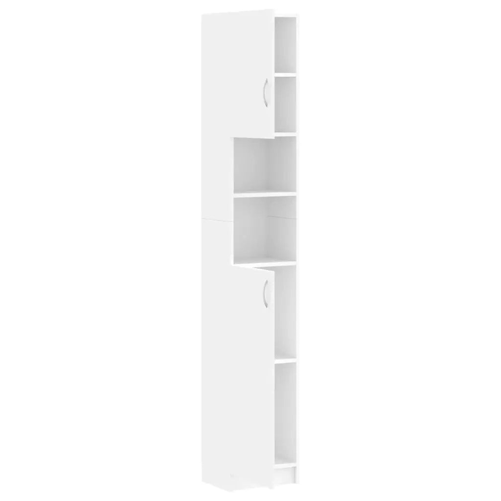 Mobiletto da bagno bianco con vano contenitore 32 x 25,5 x 190 cm realizzato in legno composito bianco 02_0047771