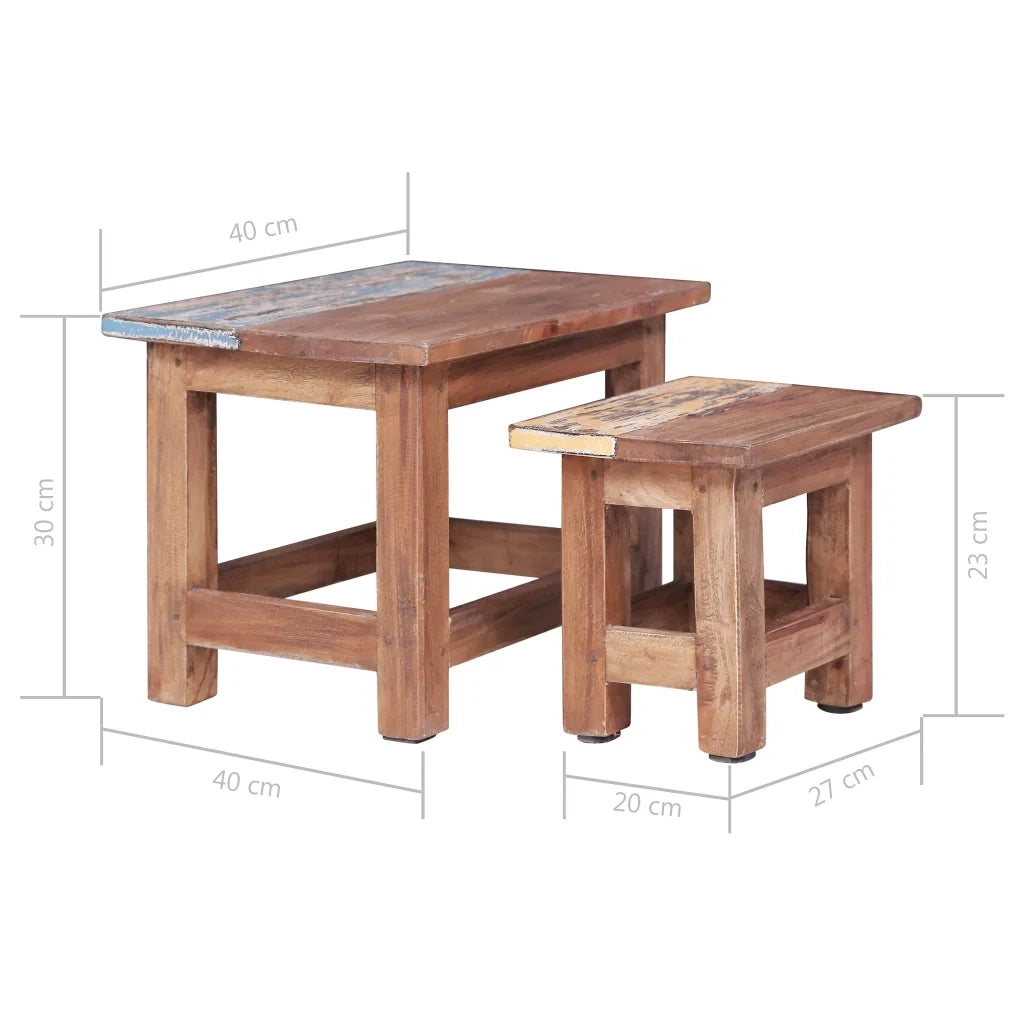 Tavolini Impilabili 2 pz in Legno Massello di Mogano 283922