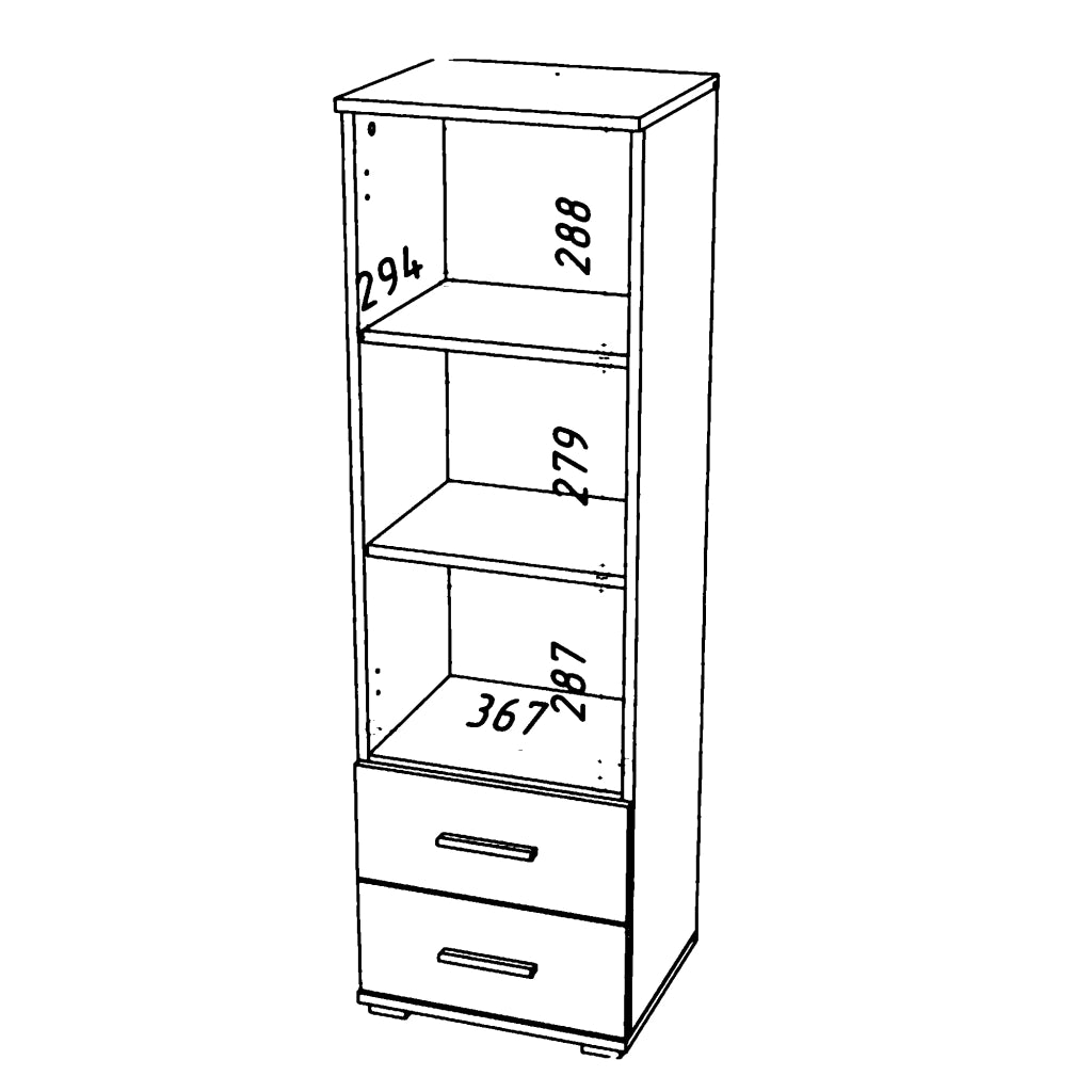 Libreria FAUSKE - 2 Cassetti - Bianco - Larghezza 40 cm, Altezza 130 cm, Profondit? 34 cm