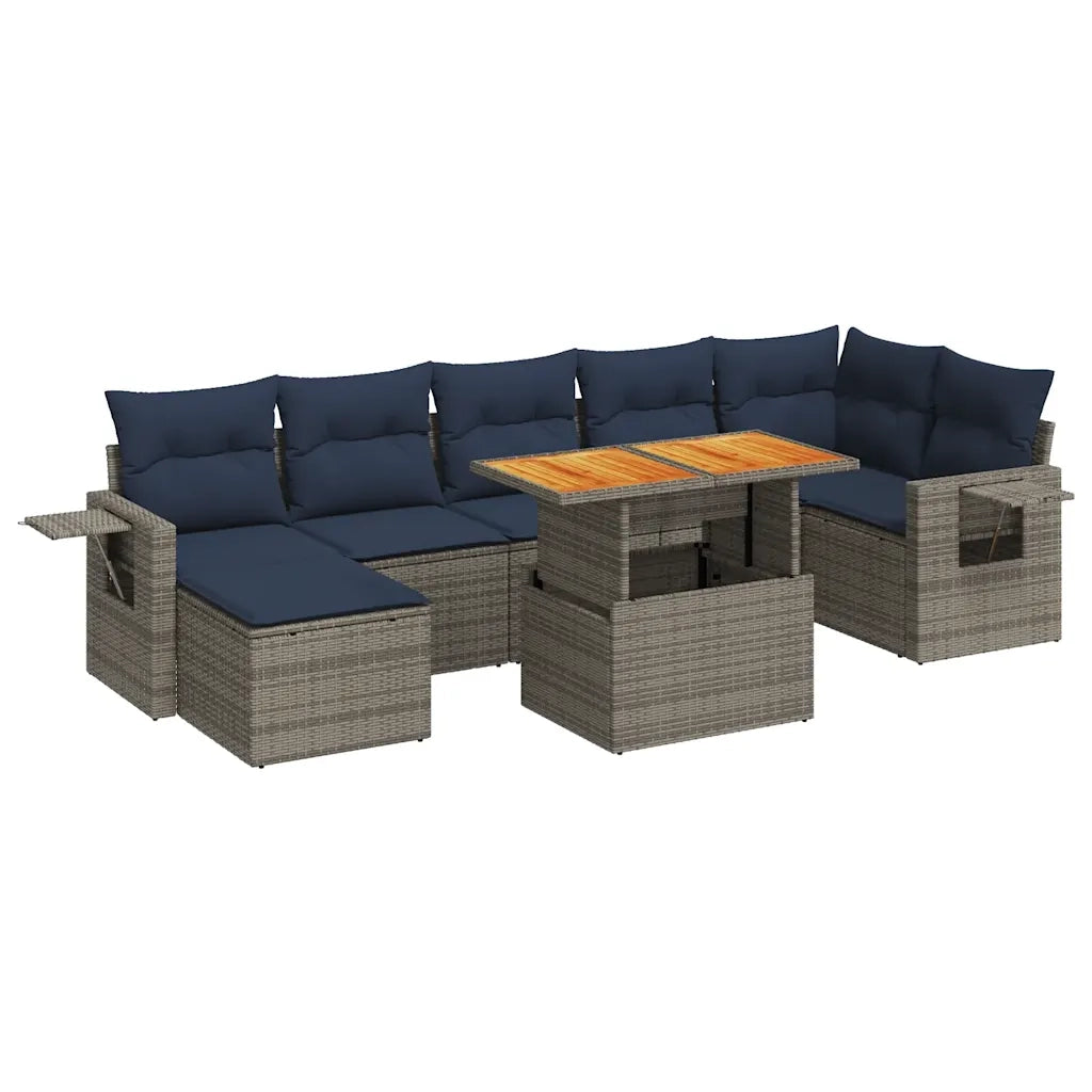 Set Divano da Giardino 8 pz con Cuscini Grigio in Polyrattan