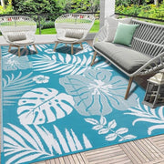 Tappeto esterno 150 x 240 cm impermeabile e riutilizzabile, resistente ai raggi UV, per giardino, terrazza, spiaggia, picnic, veranda, colore blu