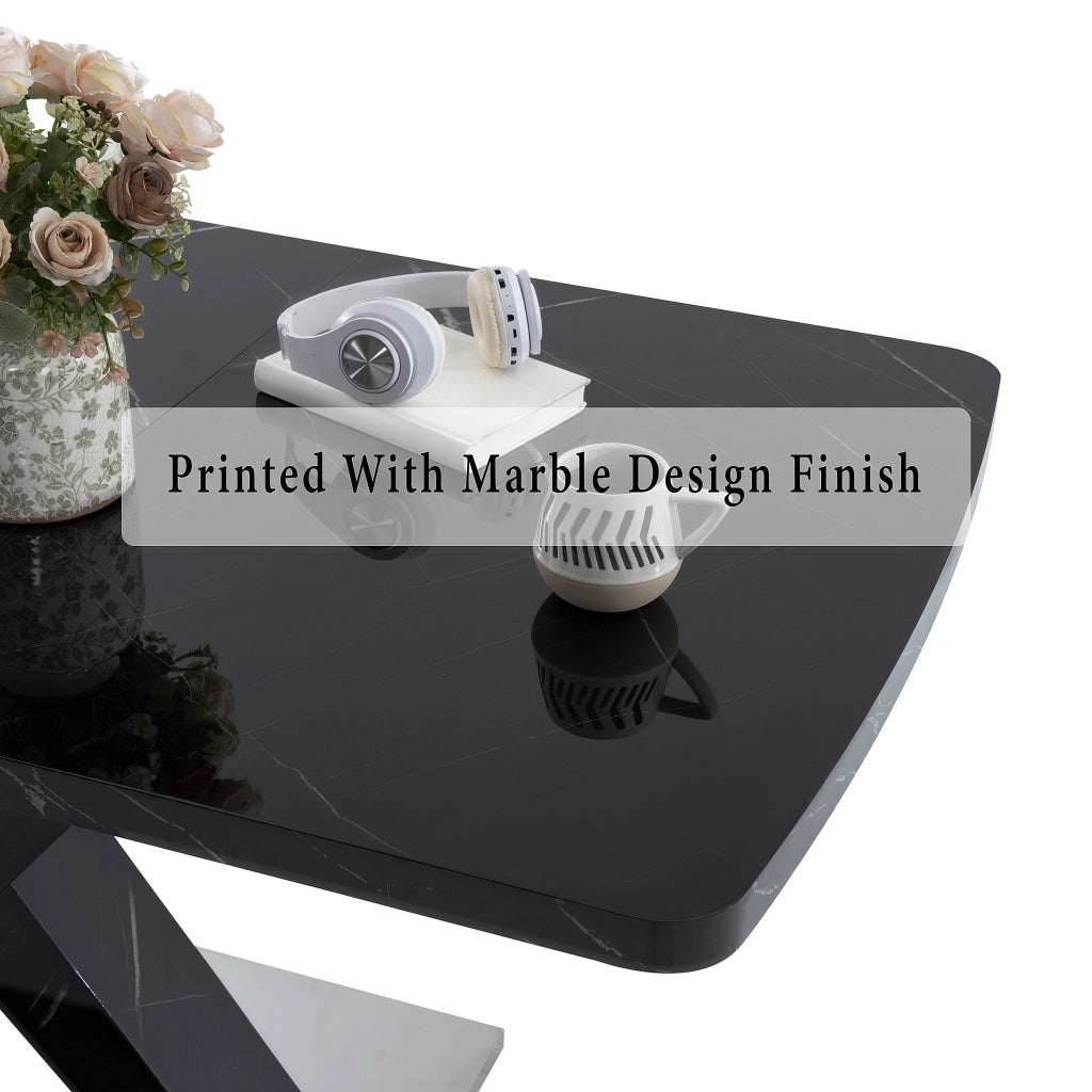 Tavolo allungabile rettangolare con piano in MDF e base in acciaio nero per sala da pranzo 120 × 80 × 76,5 cm