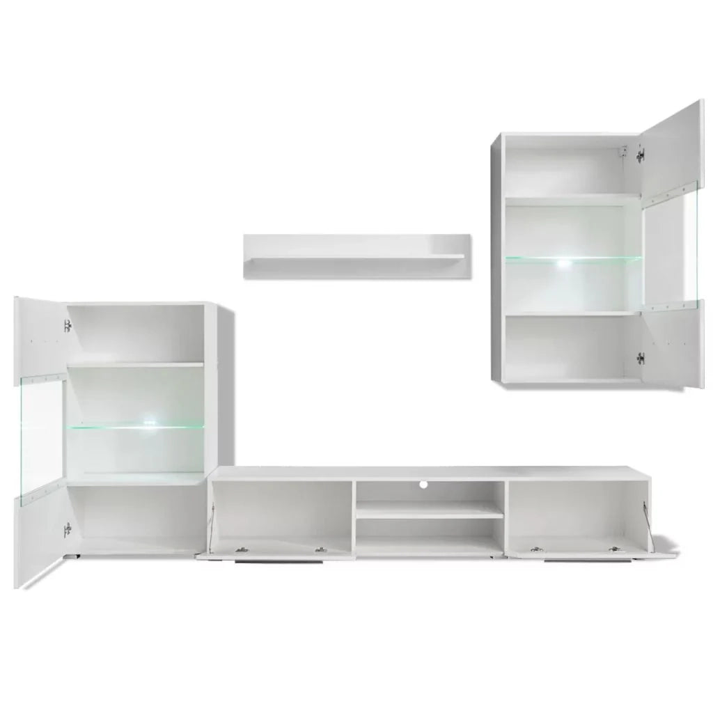 Mobile TV/credenza da parete 5 pezzi con illuminazione a LED bianco 2502200