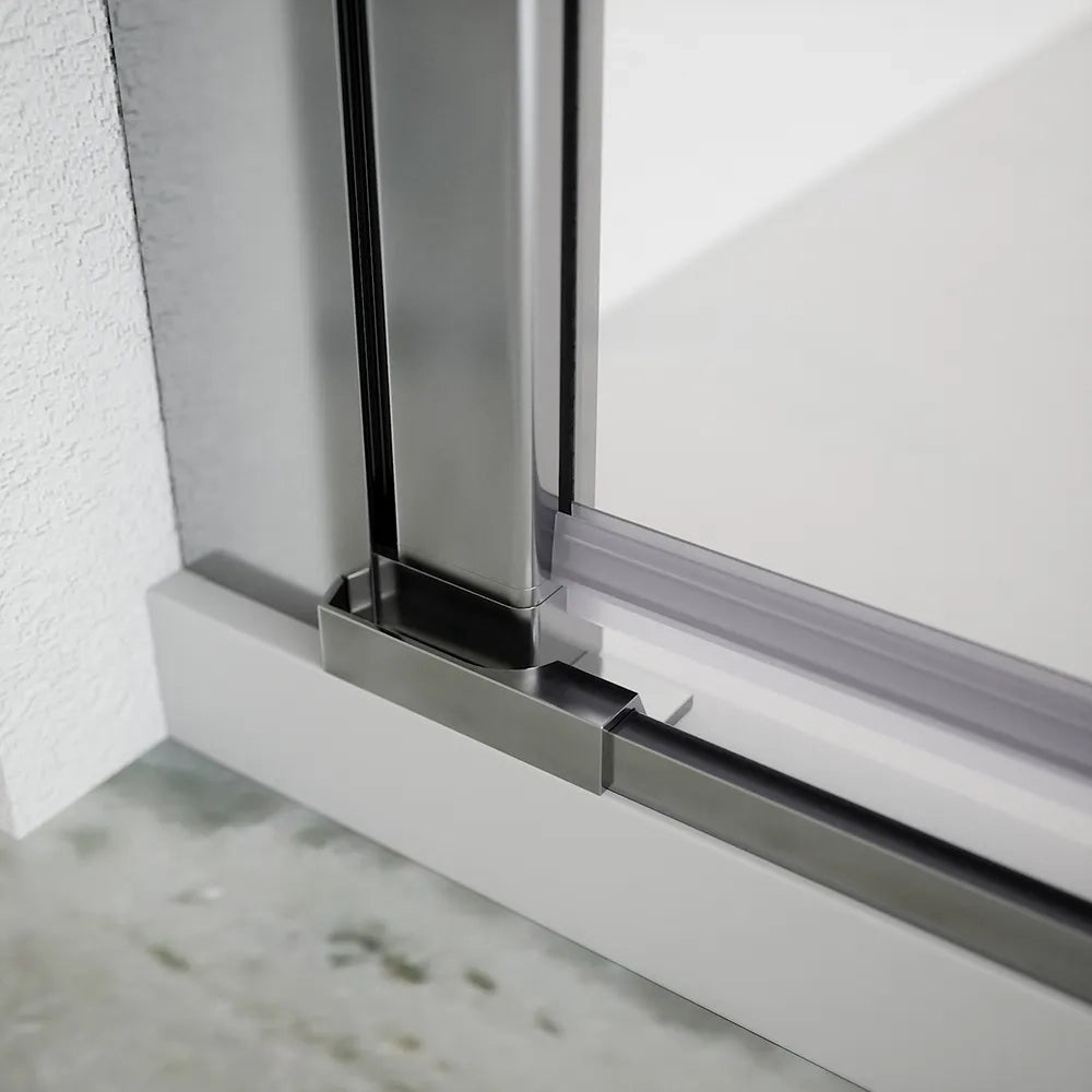 Box doccia 90x70cm con apertura saloon e parete fissa, profili cromati e vetro da 6mm trasparente h195 | Elba