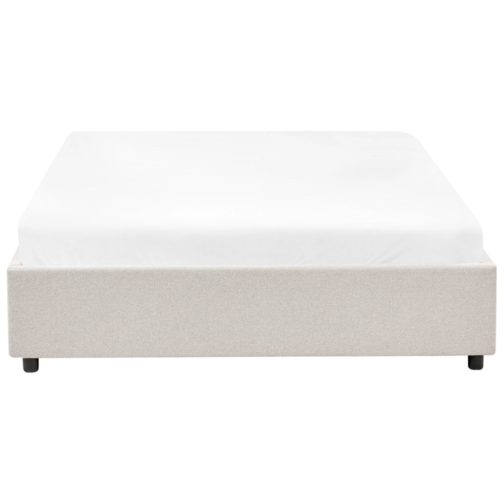 Letto matrimoniale in Tessuto beige chiaro con Cassetti 140 x 200 cm Design tradizionale
