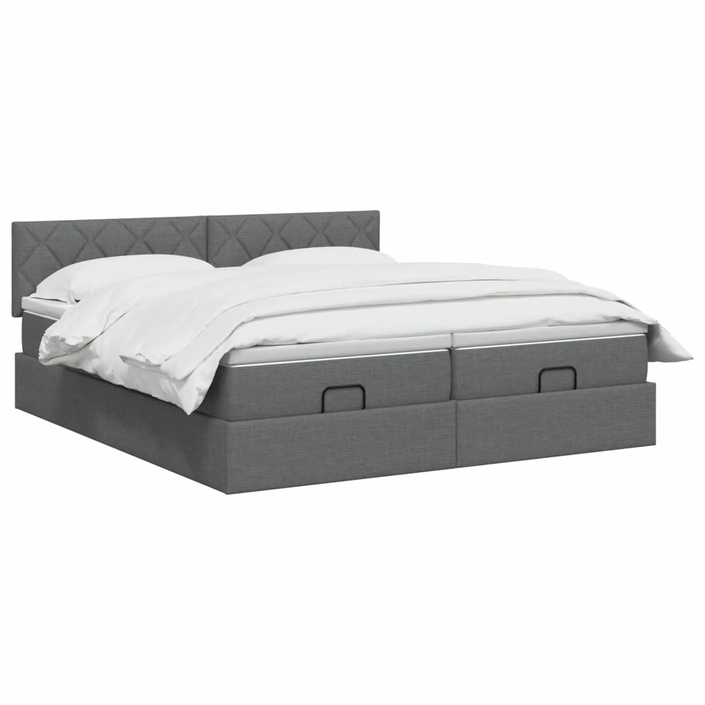 Letto Ottomano con Materasso e LED Grigio Scuro 160 x 200 cm 3457288