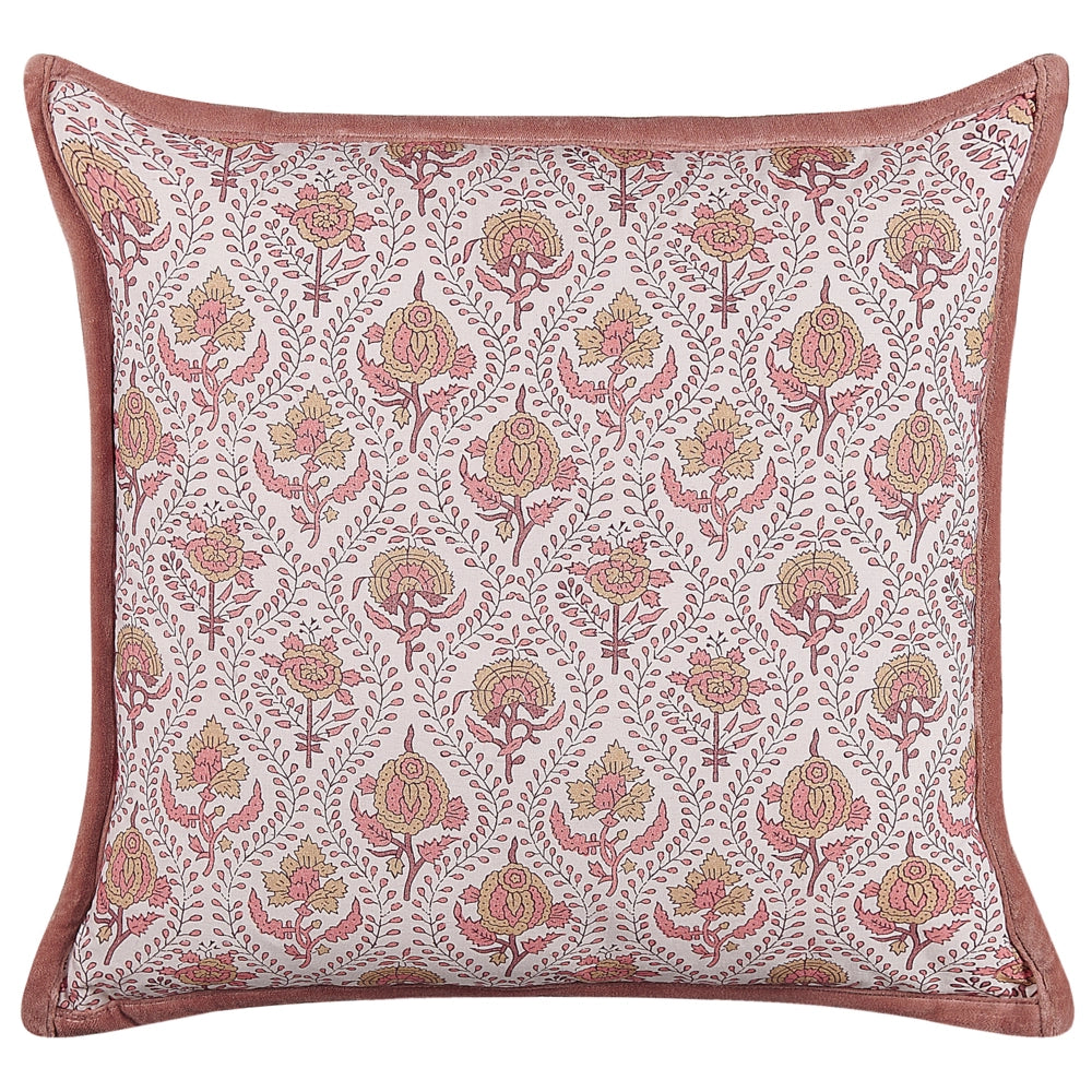 Set di 2 cuscini decorativi cotone motivo floreale 45 x 45 cm profilo decorativo rivestimento sfoderabile accessori decorativi
