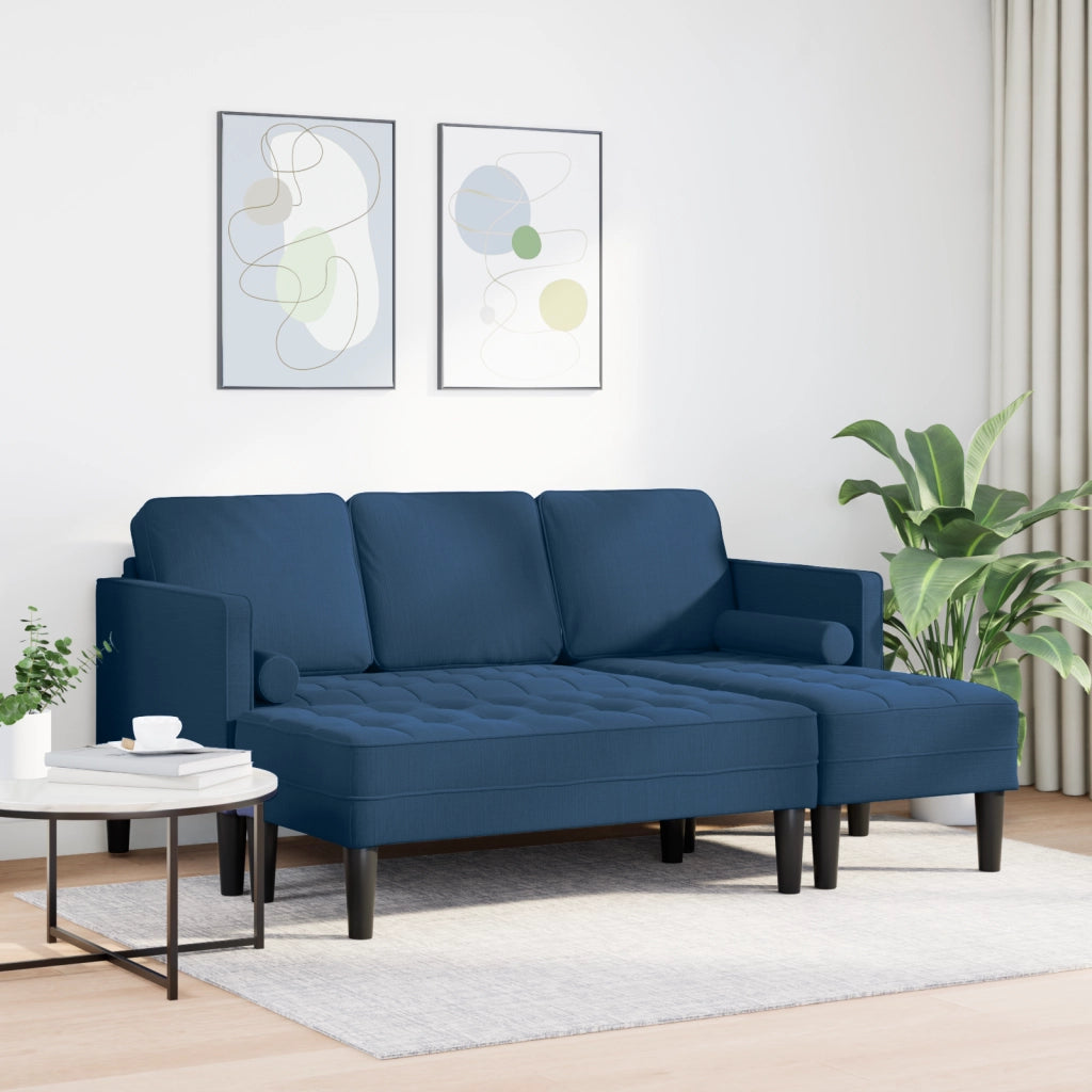 Set Divano da 2 pezzi con Cuscini Blu in Tessuto