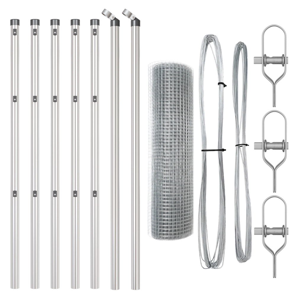 Recinto in rete saldata con 7 pali 0.8x10 m Acciaio zincato
