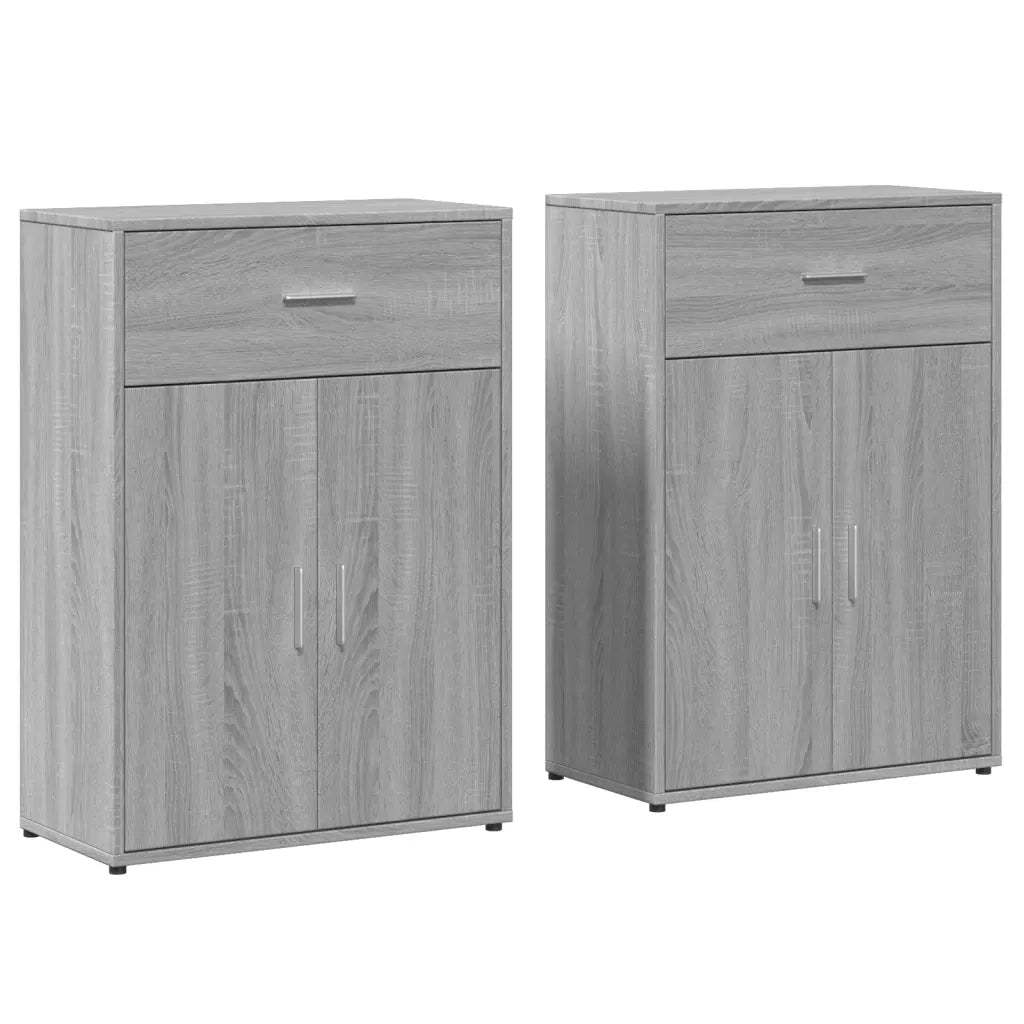 Credenze 2 pz | Madia | Buffet da pranzo | Armadio da pranzo Grigio Sonoma 60x30x84 cm in Legno Multistrato