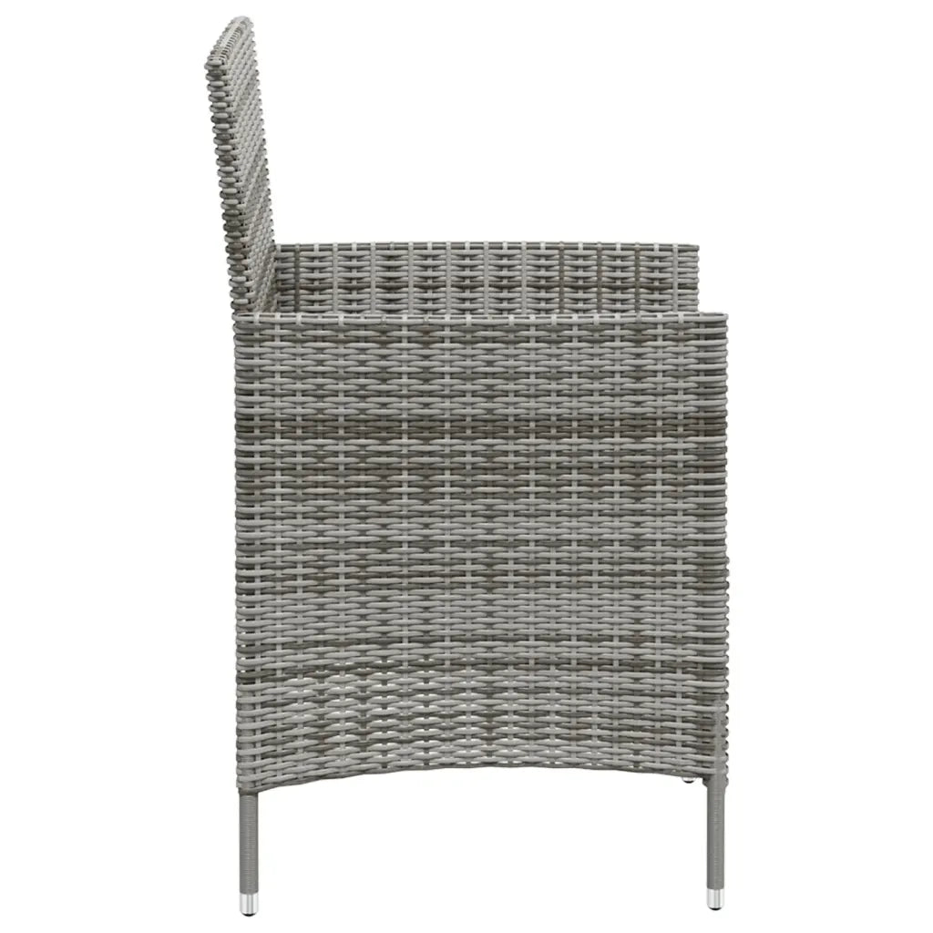 Set da Pranzo per Esterni 3 pz | Set Salotto da Giardino con Cuscini in Polyrattan Grigio