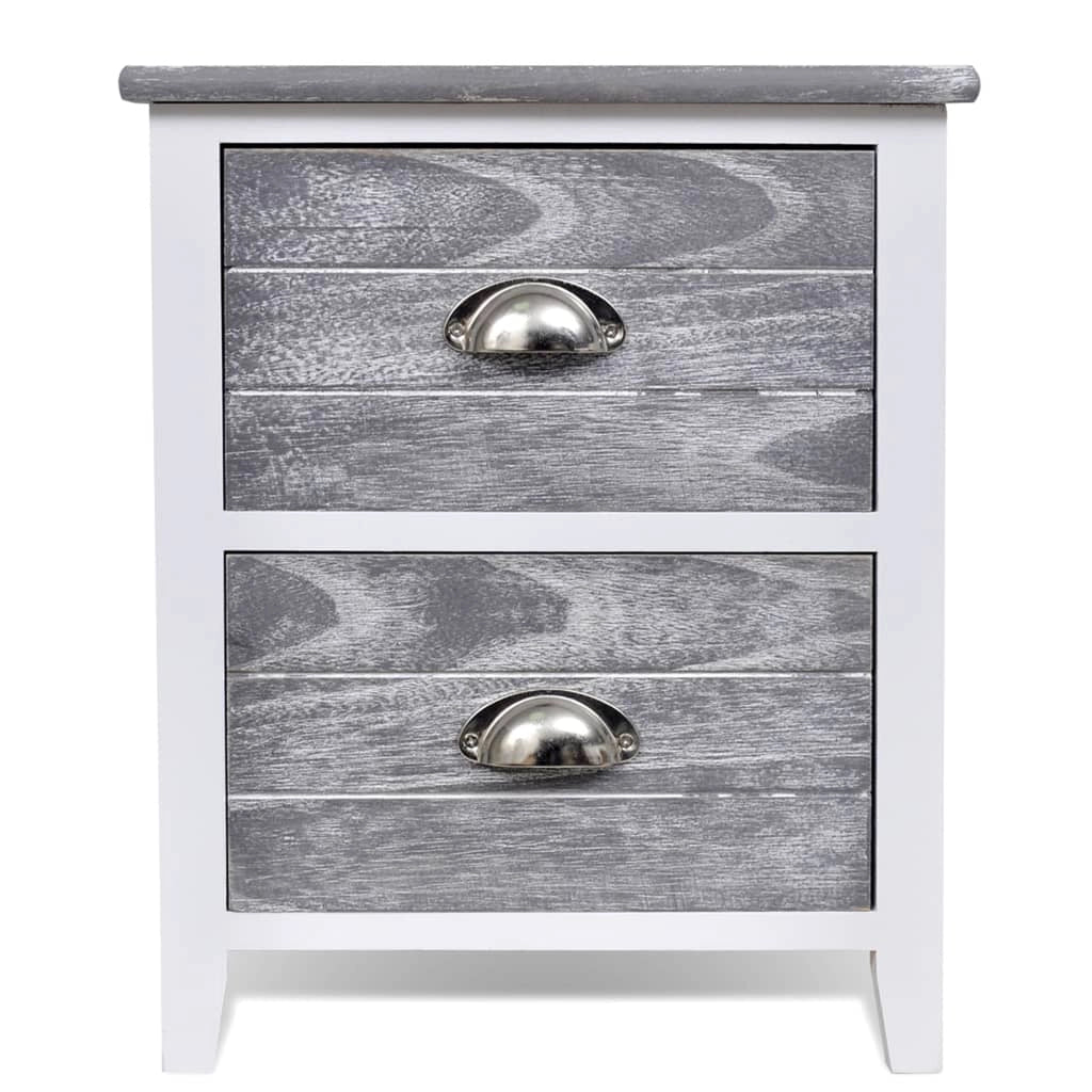 Comodino cassettiera mobile per camera da letto 38 x 28 x 45 cm MDF grigio e bianco 1402041