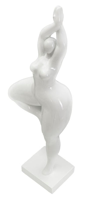 Statua Donnina Yoga 16x45,8x9 cm in Poliresina Bianco