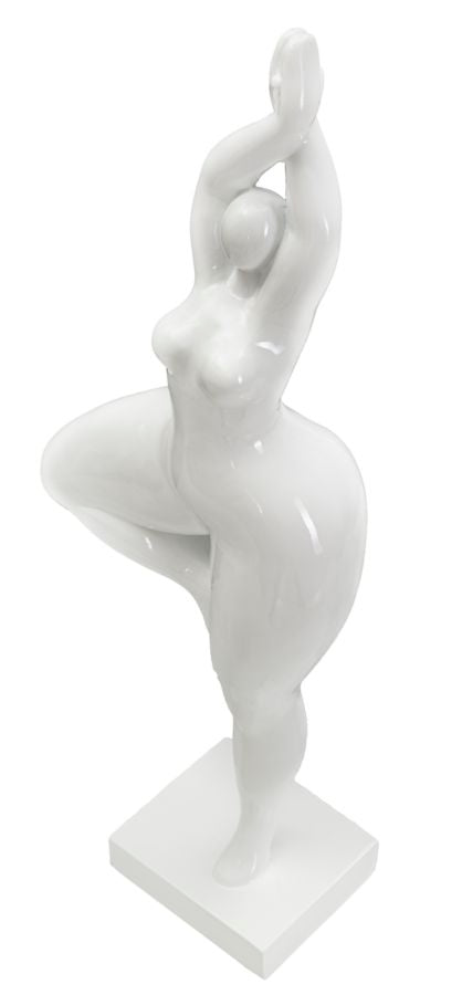 Statua Donnina Yoga 16x45,8x9 cm in Poliresina Bianco