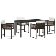 Set da Pranzo per Giardino 5 pz | Set Salotto da Giardino Marrone polyrattan
