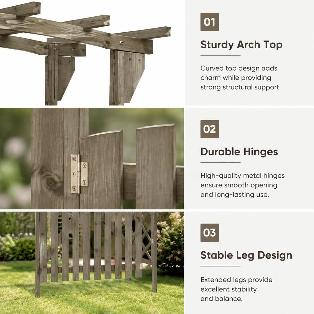 Pergola With Gate 116x40x204 Cm Grey Solid Fir Wood