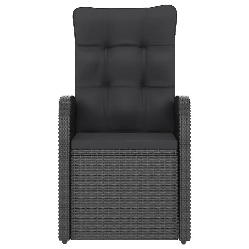 Set da Pranzo da Giardino 9 pz con Cuscini in Polyrattan Nero