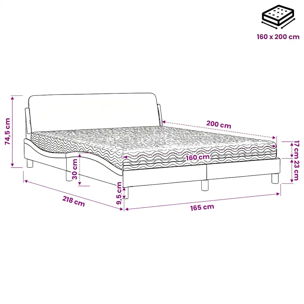 Letto con Materasso Dover Cappuccino 160x200cm Similpelle 3208441