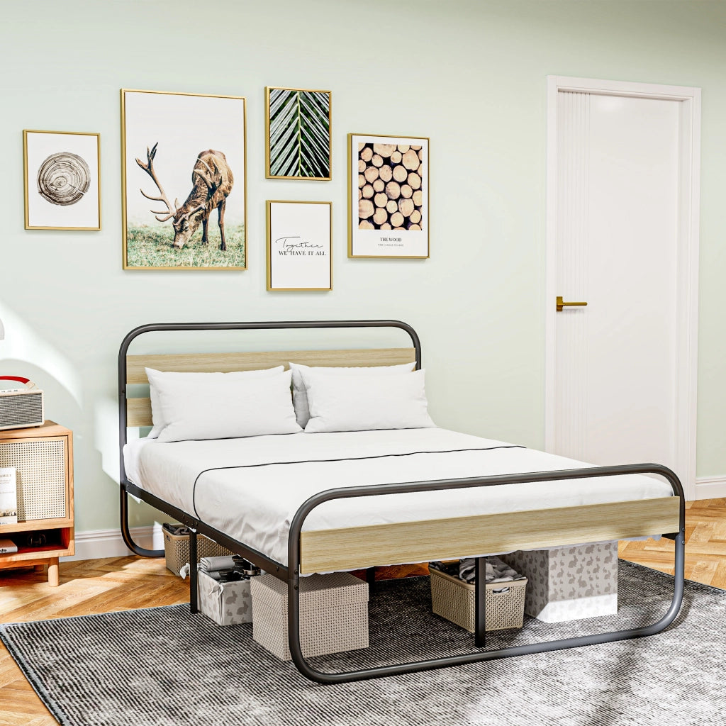 Letto matrimoniale 140x190 cm ¨C Xylo ¨C struttura in metallo stile industriel con testiera