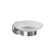 Porta sapone con bicchiere satinato serie steel - fissaggio ad incollo o con viti