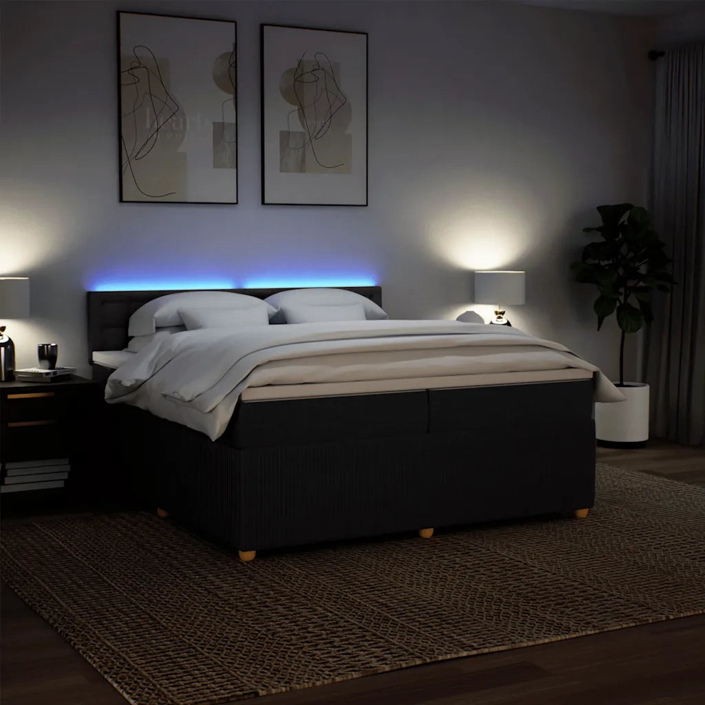 Giroletto a Molle con Materasso Nero 200x200 cm in Tessuto