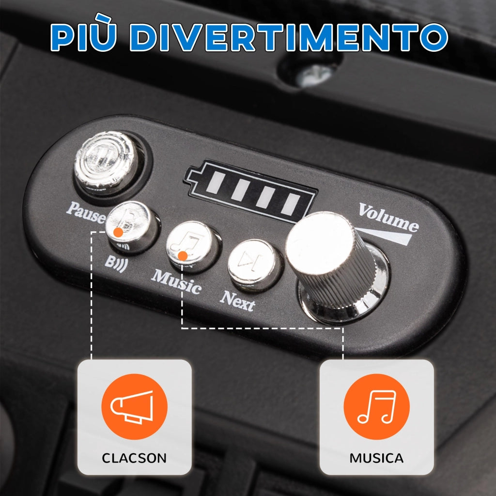 Macchina Elettrica per Bambini a 2 Posti Doppio Motore 24V 3 Velocità Blu