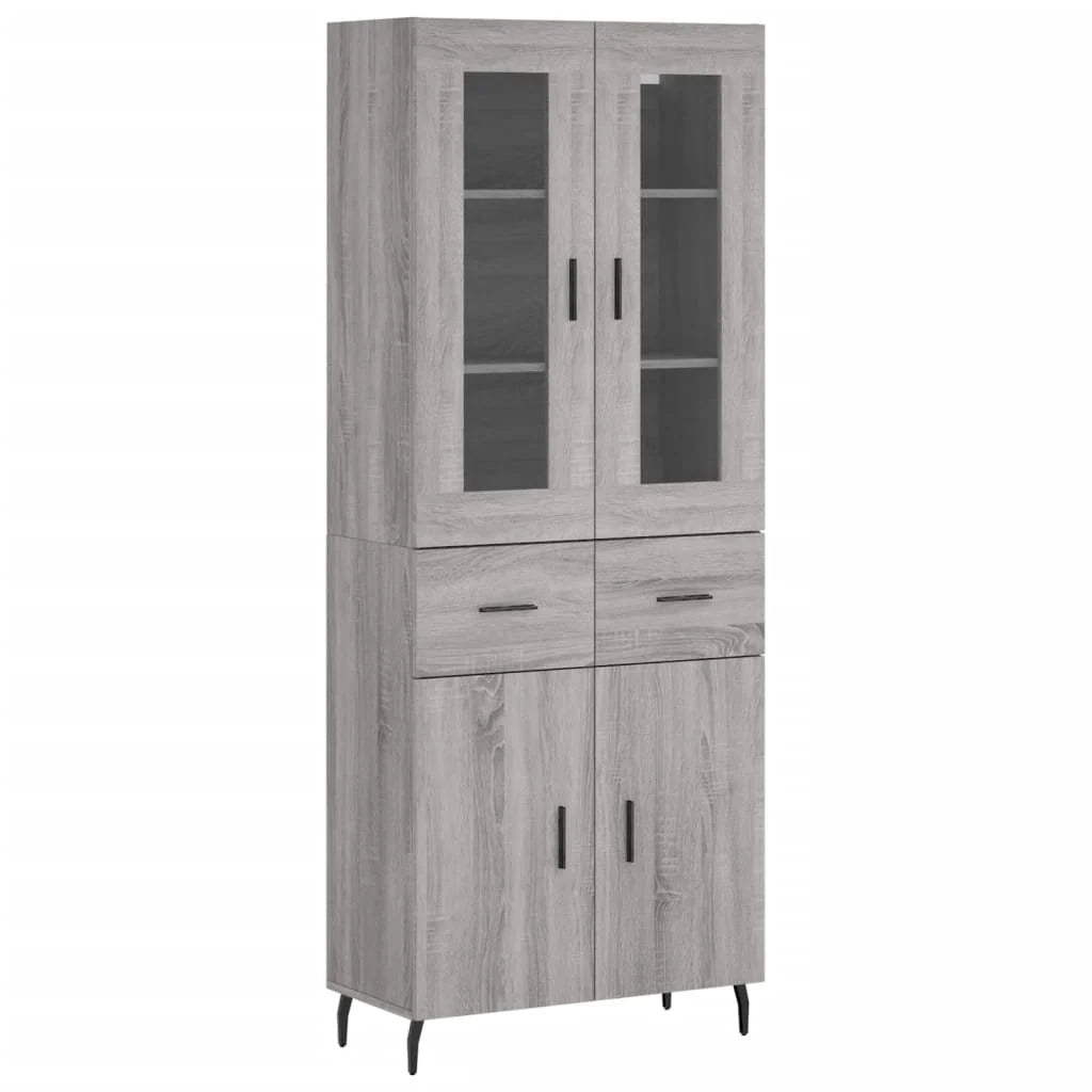 Buffet credenza cassettiera armadio mobile contenitore organizer cucina soggiorno salotto rovere Sonoma alto 69,5 x 34 x 180 cm legno ingegnerizzato grigio 02_0035509