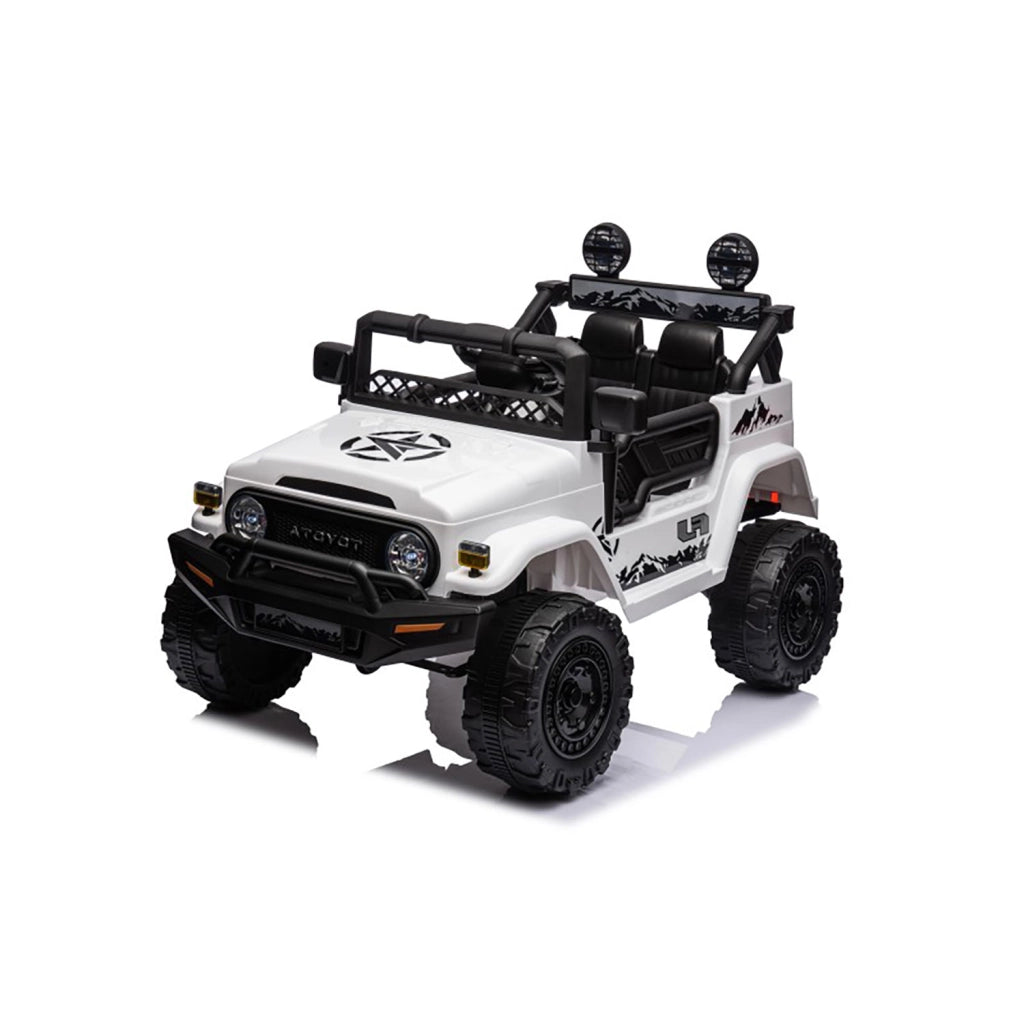 Macchina Elettrica per Bambini Fuoristrada Toyota Fj Cruiser 12V Telecomando Ruote in Gomma e Sedile in Pelle Bianco