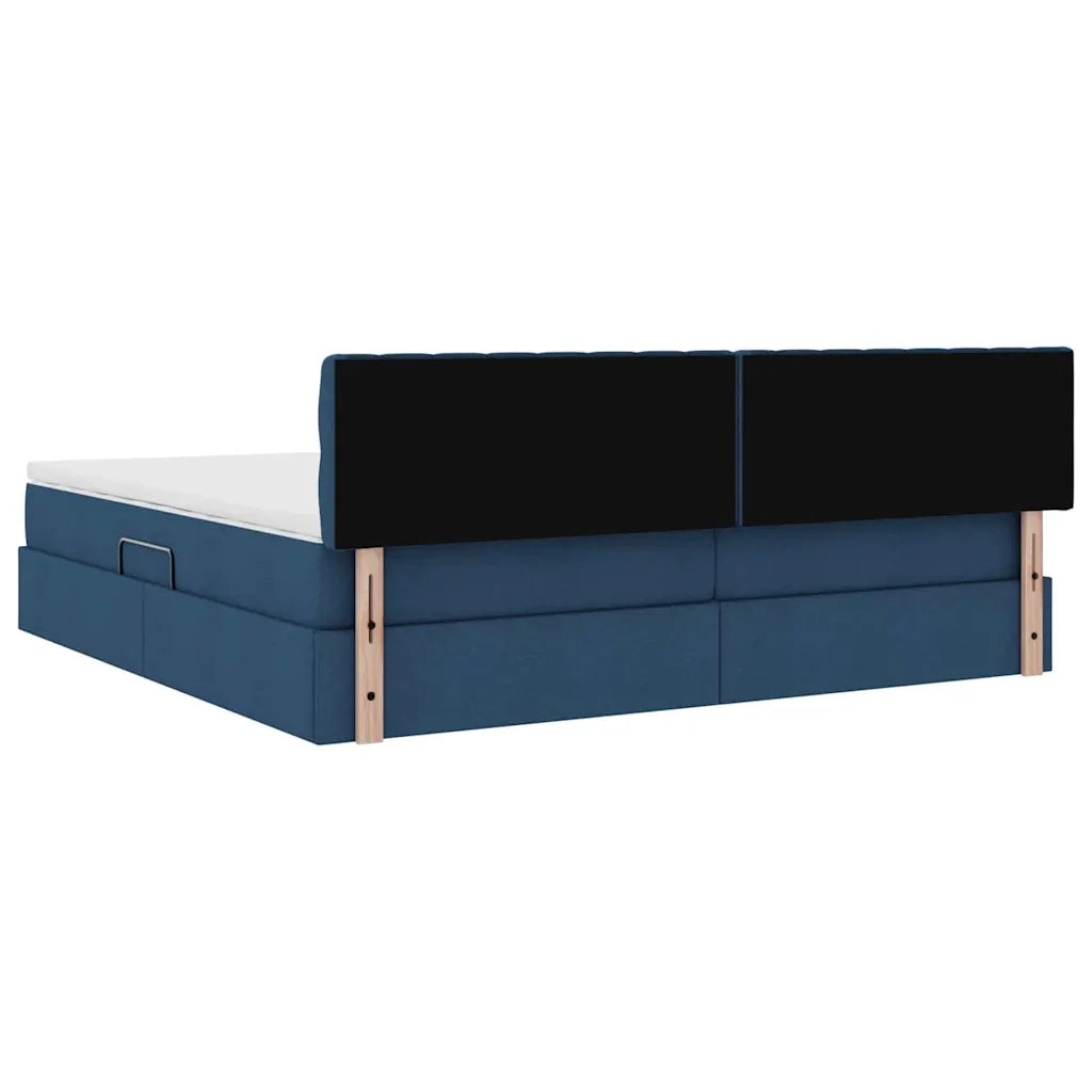 Letto con contenitore e materasso con testiera Blu 200 x 200 cm 3370598