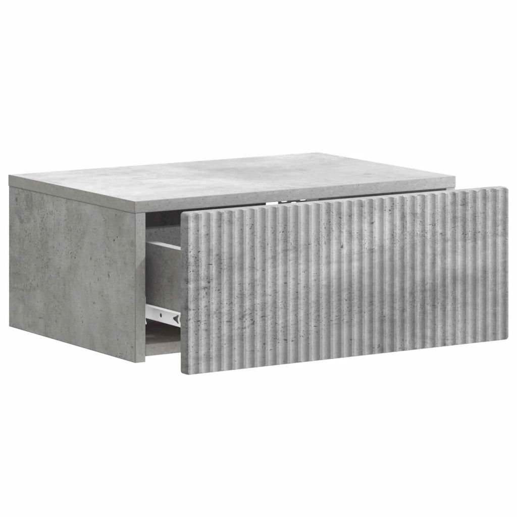 Comodino | Armadio da Notte | Mobiletto da notte a muro Grigio Cemento 49 x 34,5 x 20 cm