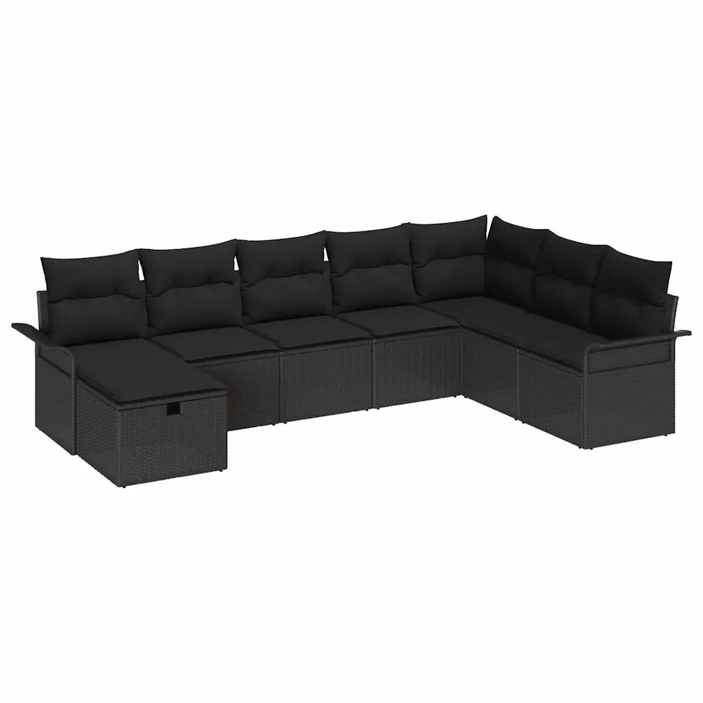 Set Divano da Giardino con cuscino 8 pcs Nero Poly Rattan 3360264