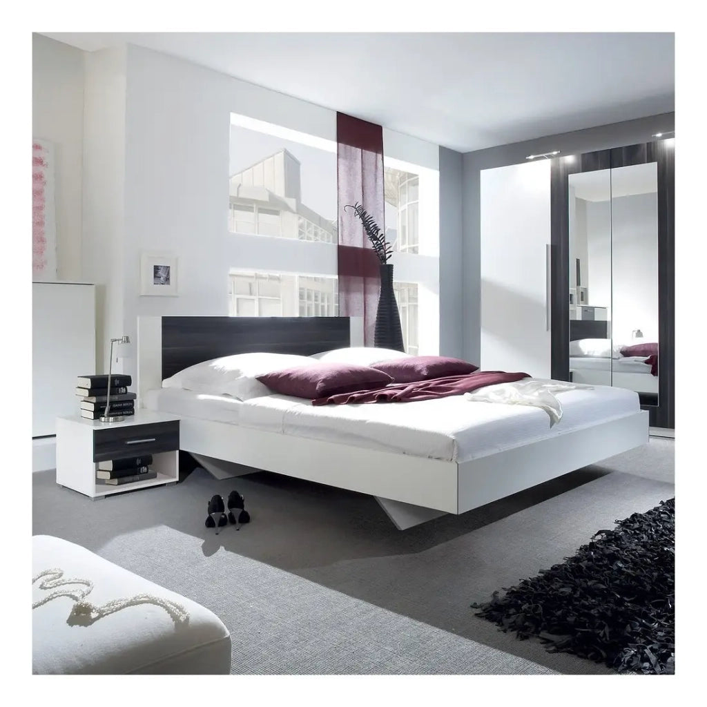 Letto adulto 160x200 collezione IRINA. Colori bianco e grigio antracite.