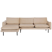 Divano angolare moderno in velluto beige con gambe nere a 4 posti lato destro Stile Retrò Moderno
