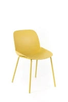 E-STYLO Sedia da pranzo in polipropilene senape e gambe in metallo senape, 55cm X 46cm H. 79cm.