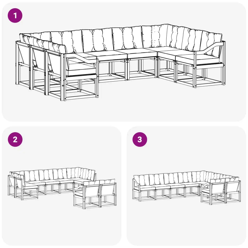 Set di divani da esterno 9 pz Bianco e Nero 3389870