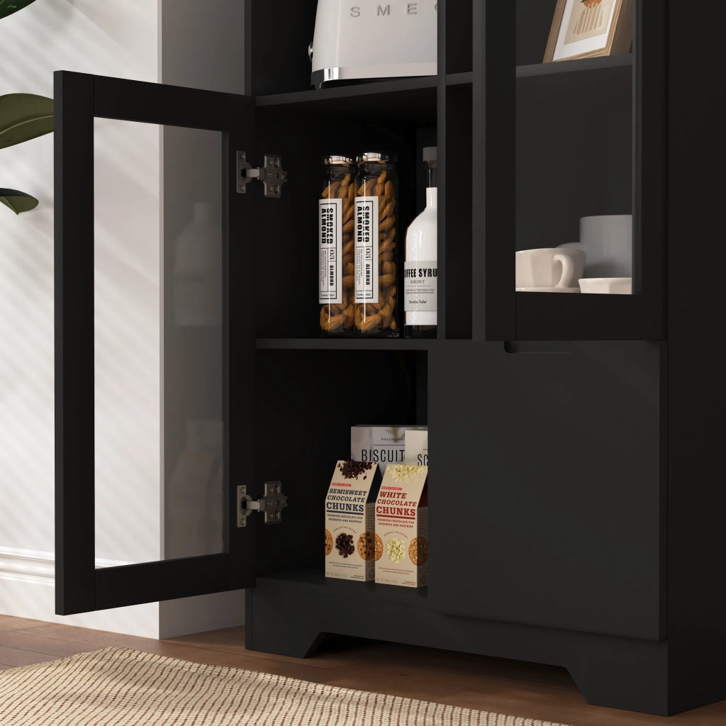 Mobile con Ante in Vetro e Cassetto ¨C MINIMAL ¨C MDF Laccato Nero