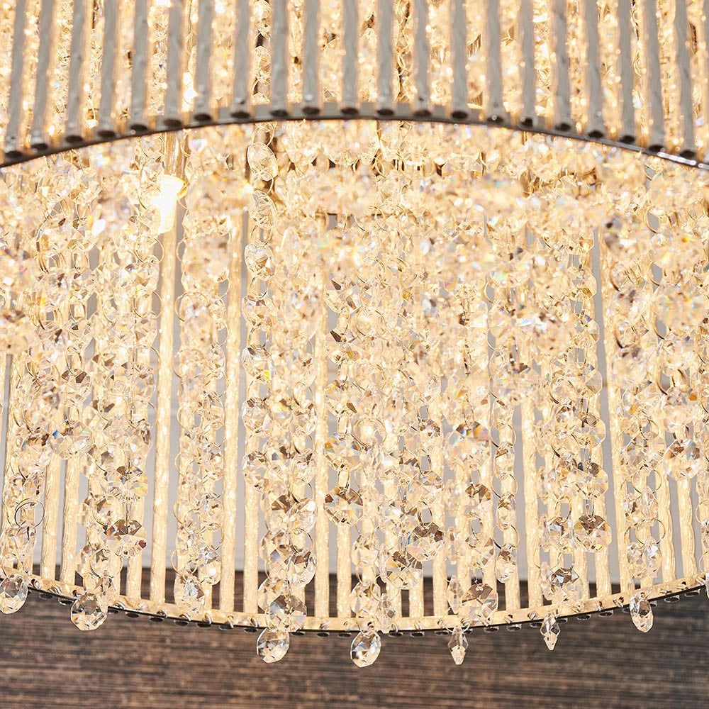 Plafoniera glamour cromo cristallo tonda 10xG9 Endon Galina