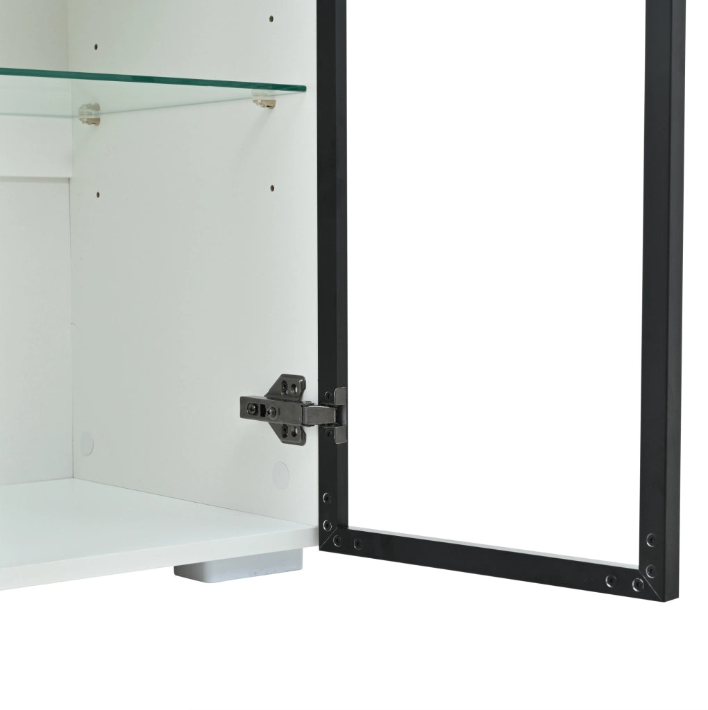 Vetrina da soggiorno 60x40x160 cm in MDF e vetro temperato; bianco; con LED e 2 cassetti