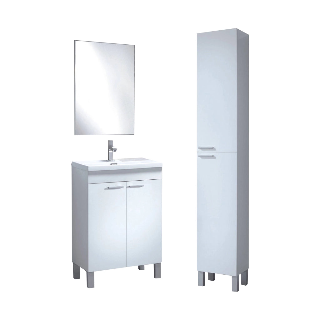 Tradate, set Mobili Bagno Specchio Incluso, Bianco Lucido