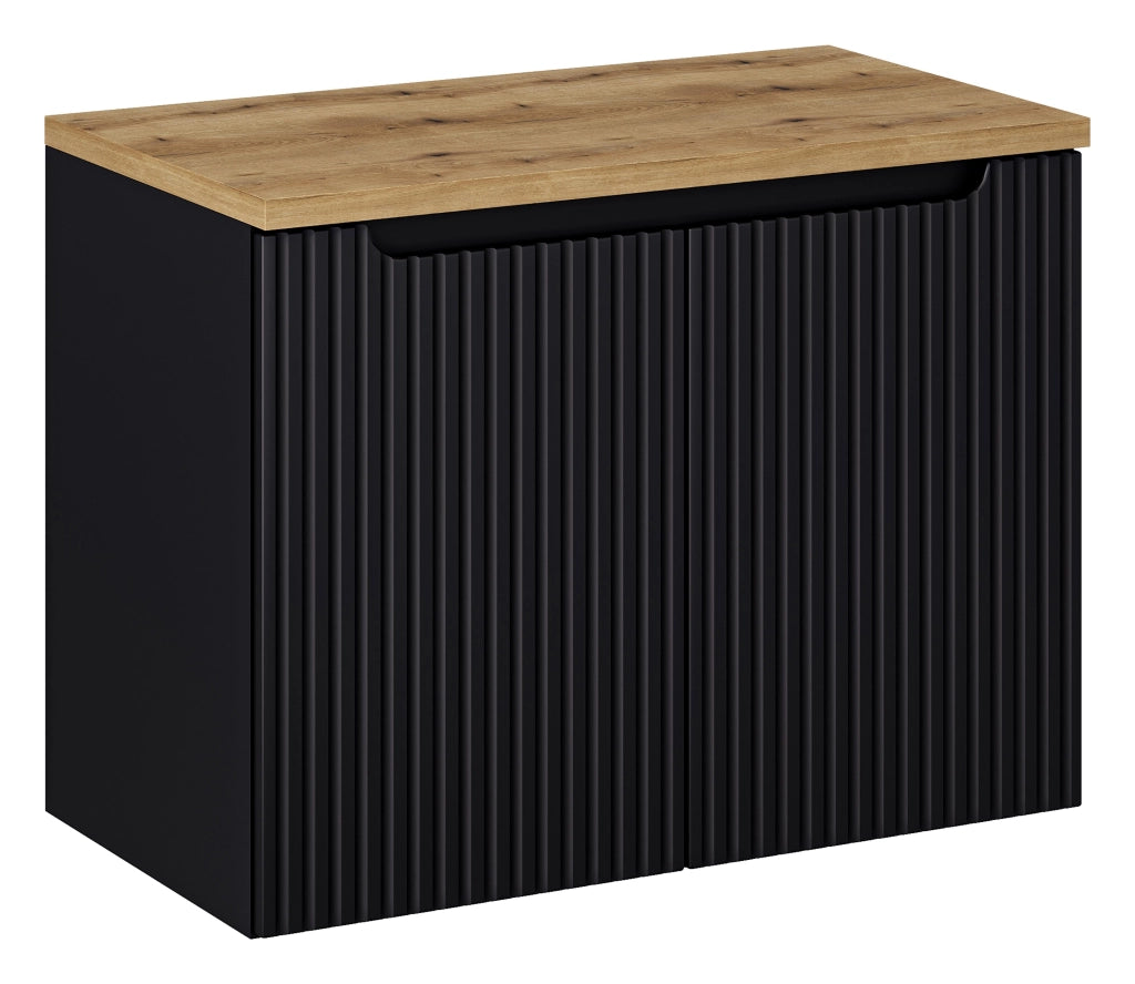 Set mobili bagno 80 cm con piano Nova Black 80 x 1401 x 40 cm