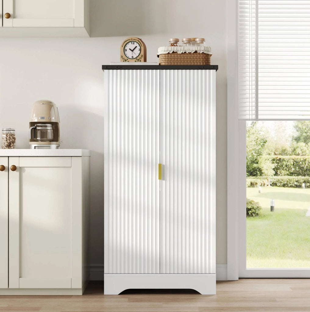 Armadio alto da cucina con luce LED a sensore, bianco