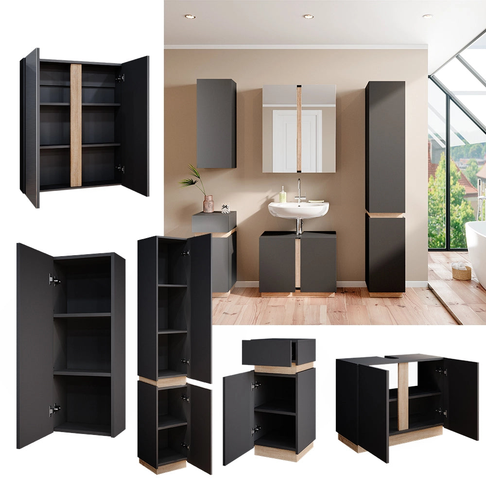 Vicco Set di mobili da bagno Antracite 5 parti