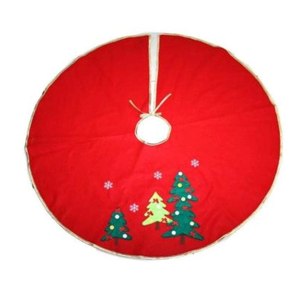Trade Shop - Tappeto Gonna Copertura Base Albero Di Natale 100cm Rosso Decorazioni Natalizie -