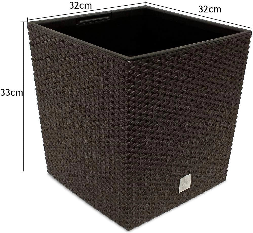 Deuba® 2x Vaso da Fiori per Interno Esterno Fioriera Piante con Maniglie Effetto Rattan 35L Marrone