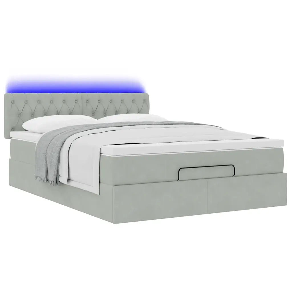 Struttura Letto Pouf con Materasso 140x200 cm in Velluto 3312698