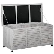 PANCA CONTENITORE IN LEGNO DI ABETE, CASSAPANCA DA ESTERNO CON PIEDINI ANTISCIVOLO 127X56X60CM GRIGIO