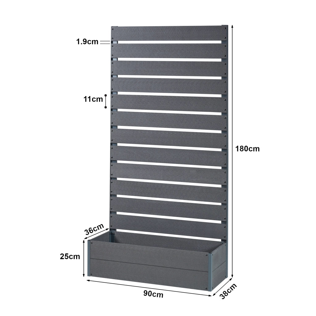 Fioriera con Spalliera Heerde in WPC 180 x 90 x 38 cm Grigio [en.casa]