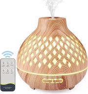 Diffusore per olii essenziali 400 ml con telecomando ultrasonico umidificatore d'aria - Aromaterapia per casa e yoga (legno #2)