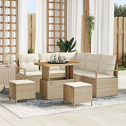 Set Divano da Giardino con cuscino 8 pcs Beige polyrattan