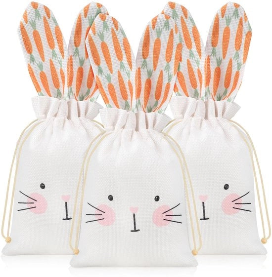 Sacchetti di regalo per bambini 3 pezzi - stoffa - manico - orsetti - ideali per caramelle o regali - perfetti per bambini